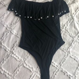 Black Pearl Off The Shoulder Bodysuit
